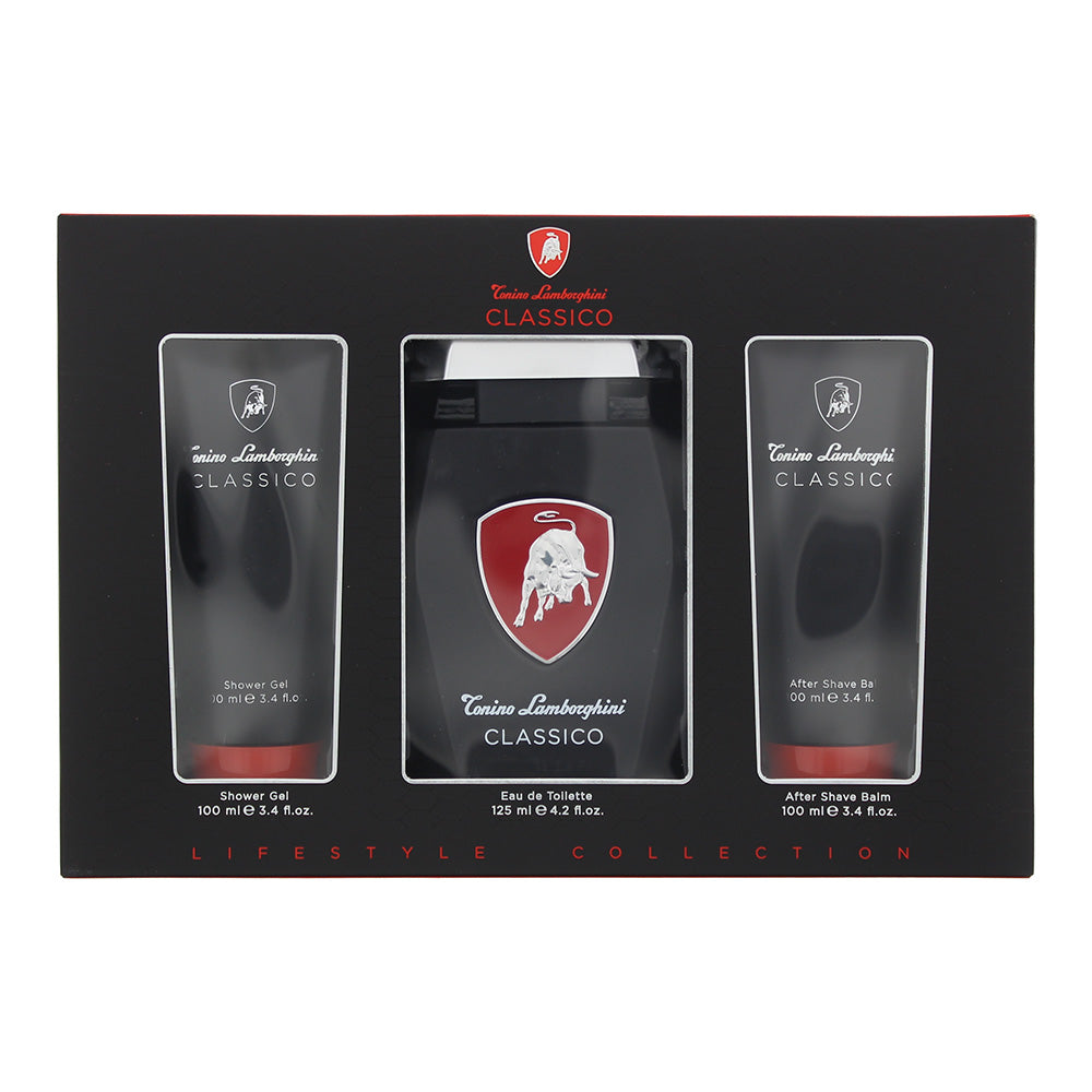 Lamborghini Classico Gift Set 125ml EDT + 100ml Aftershave Balm + 100ml Shower Gel