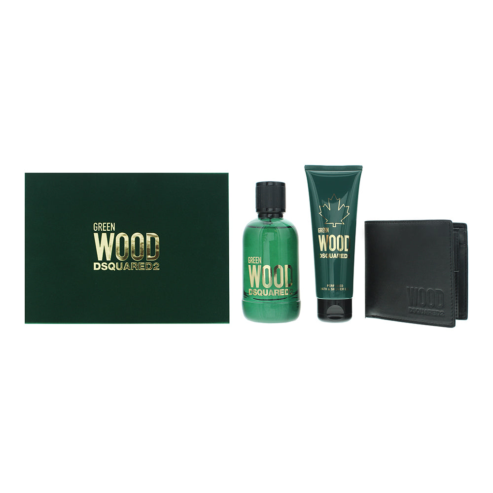 DSquared² Green Wood Gift Set 100ml EDT + 100ml Shower Gel + Wallet